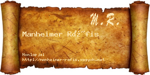 Manheimer Ráfis névjegykártya